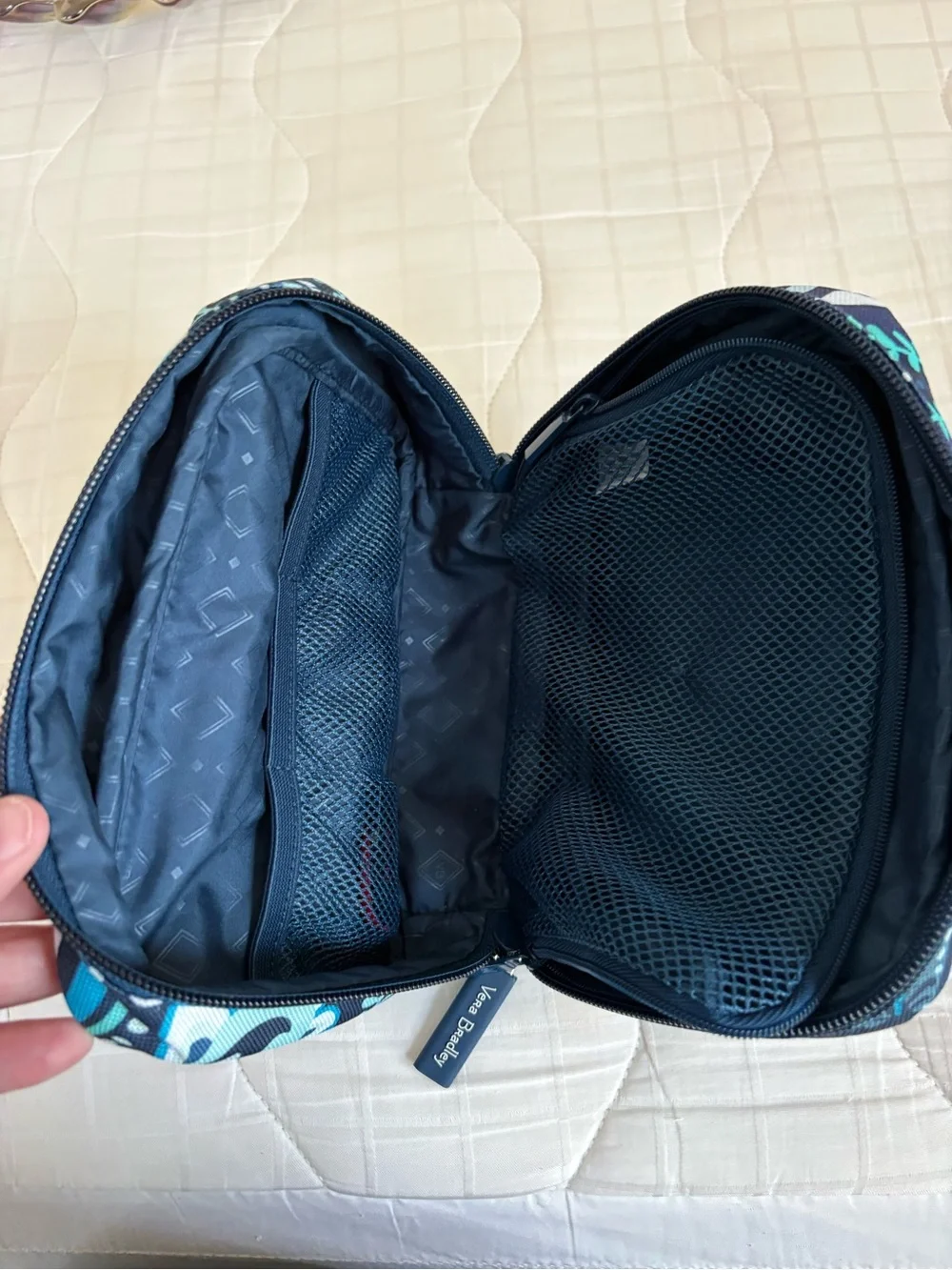Vera Bradley Navy Teal & Aqua Paisley Cosmetic Case